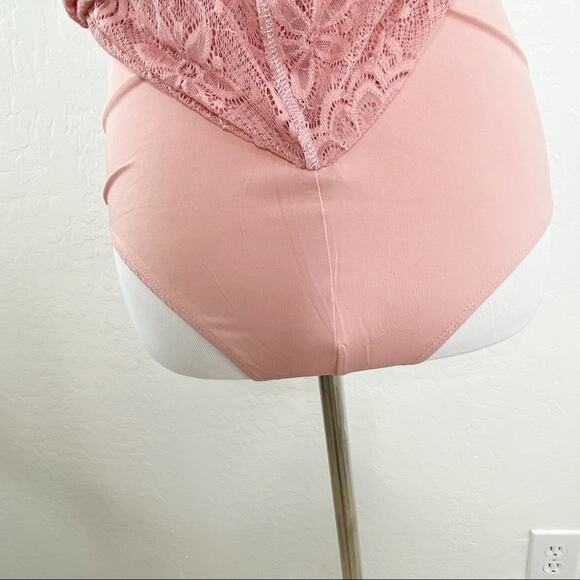 Banjul Blush Mauve Pink Lace Overlay Lined Cami Bodysuit Dress Medium - Picture 8 of 10